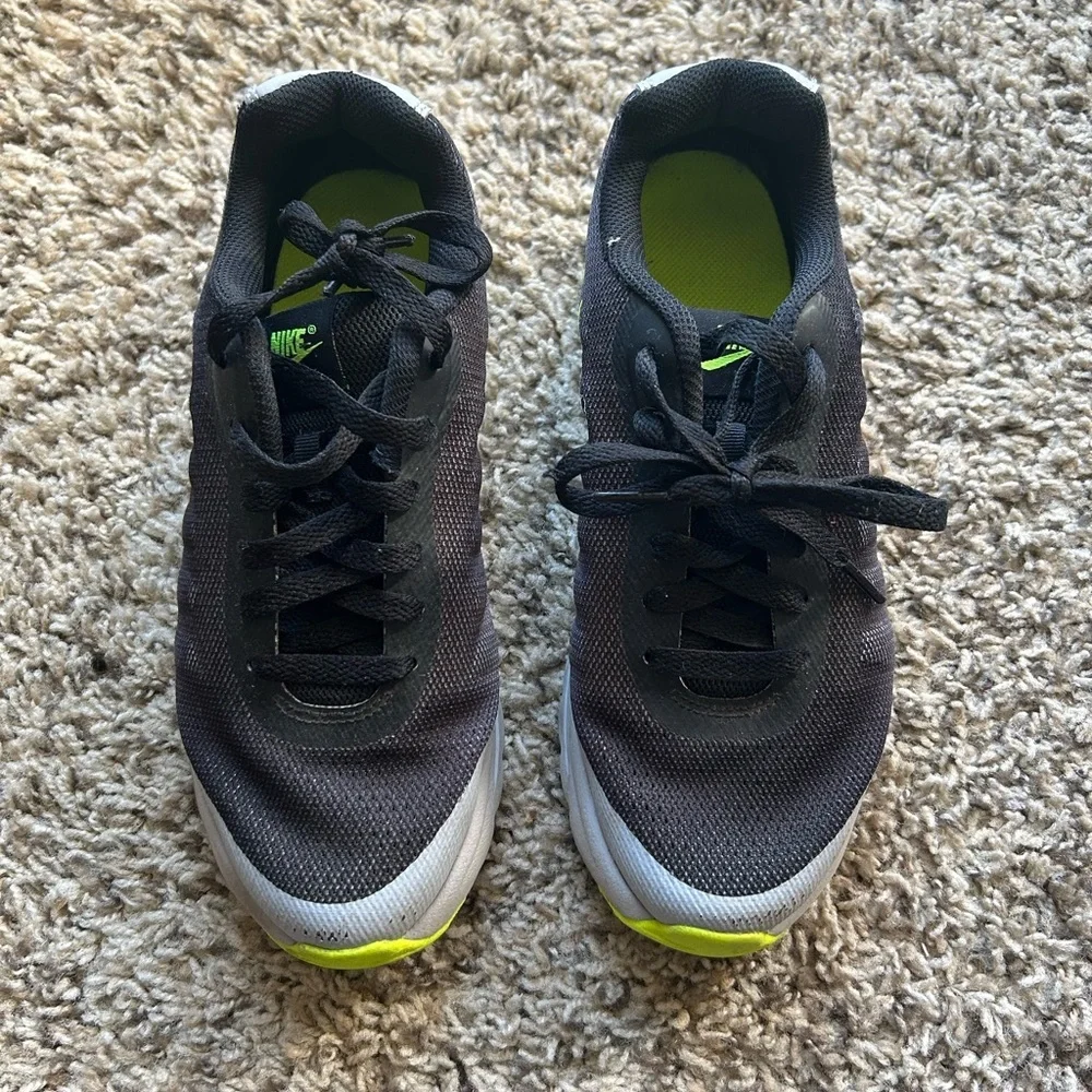 Nike Kids Black and Neon Green Athletic Shoes
